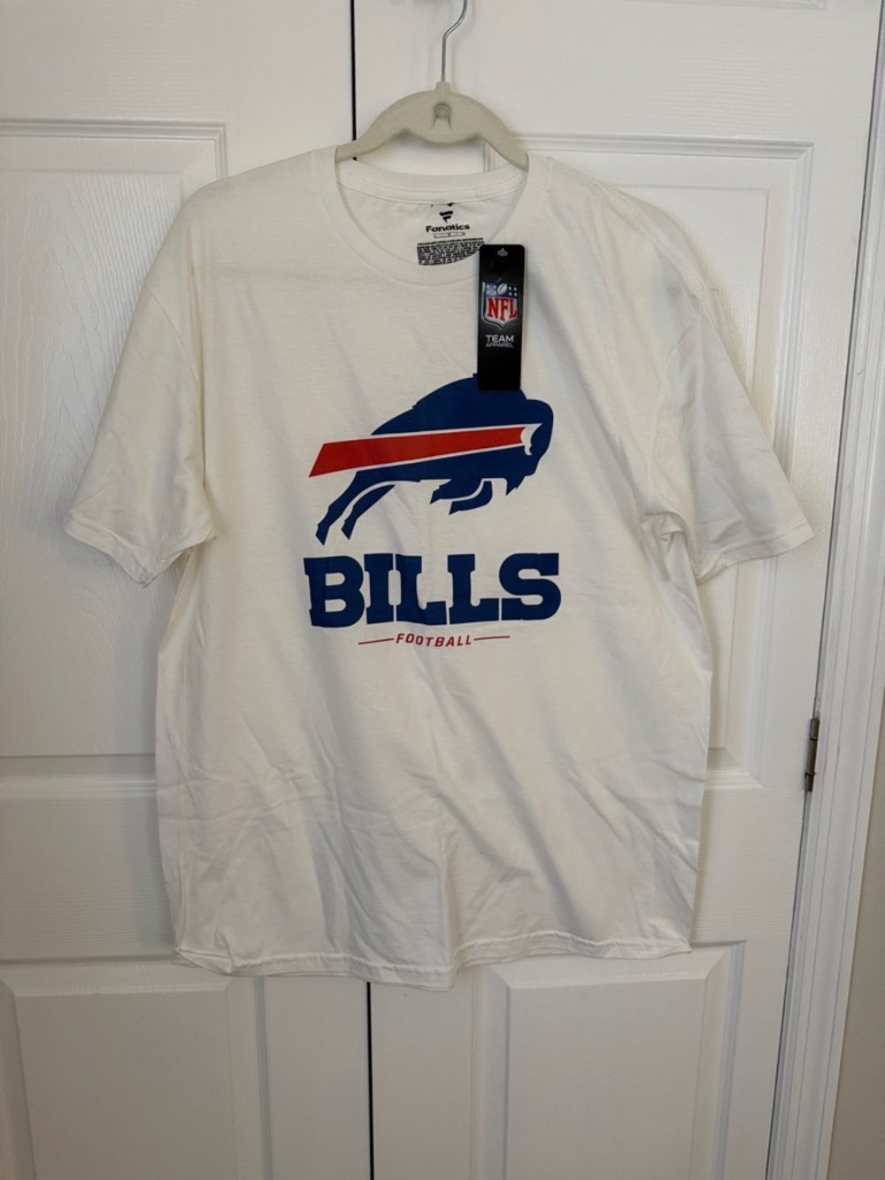 NWT NFL Buffalo Bills White Tee with Blue and Red Logo
